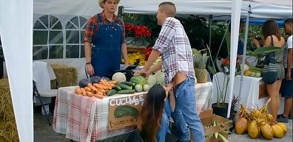  Customer fucks the farmers wife in public at the market